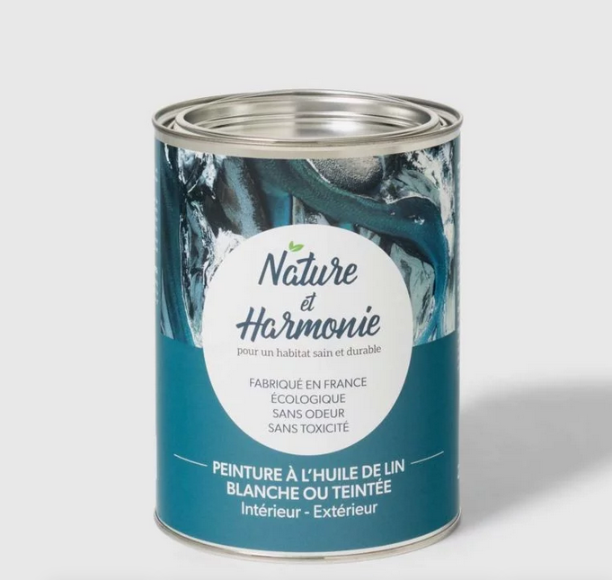 Photo du pot de peinture à l'huile de lin vendu par Natur'Ologis, magasin revendeur à Brunstatt-Mulhouse