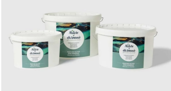 3 pots de peinture façade semi minérale vendue par Natur'Ologis, magasin revendeur à Brunstatt-Mulhouse